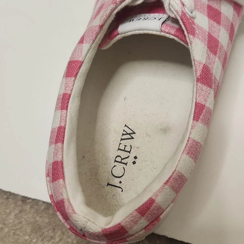 J.CREW Women's Pink and White Gingham Lace-Up 